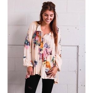 Free People floral button up! Like new